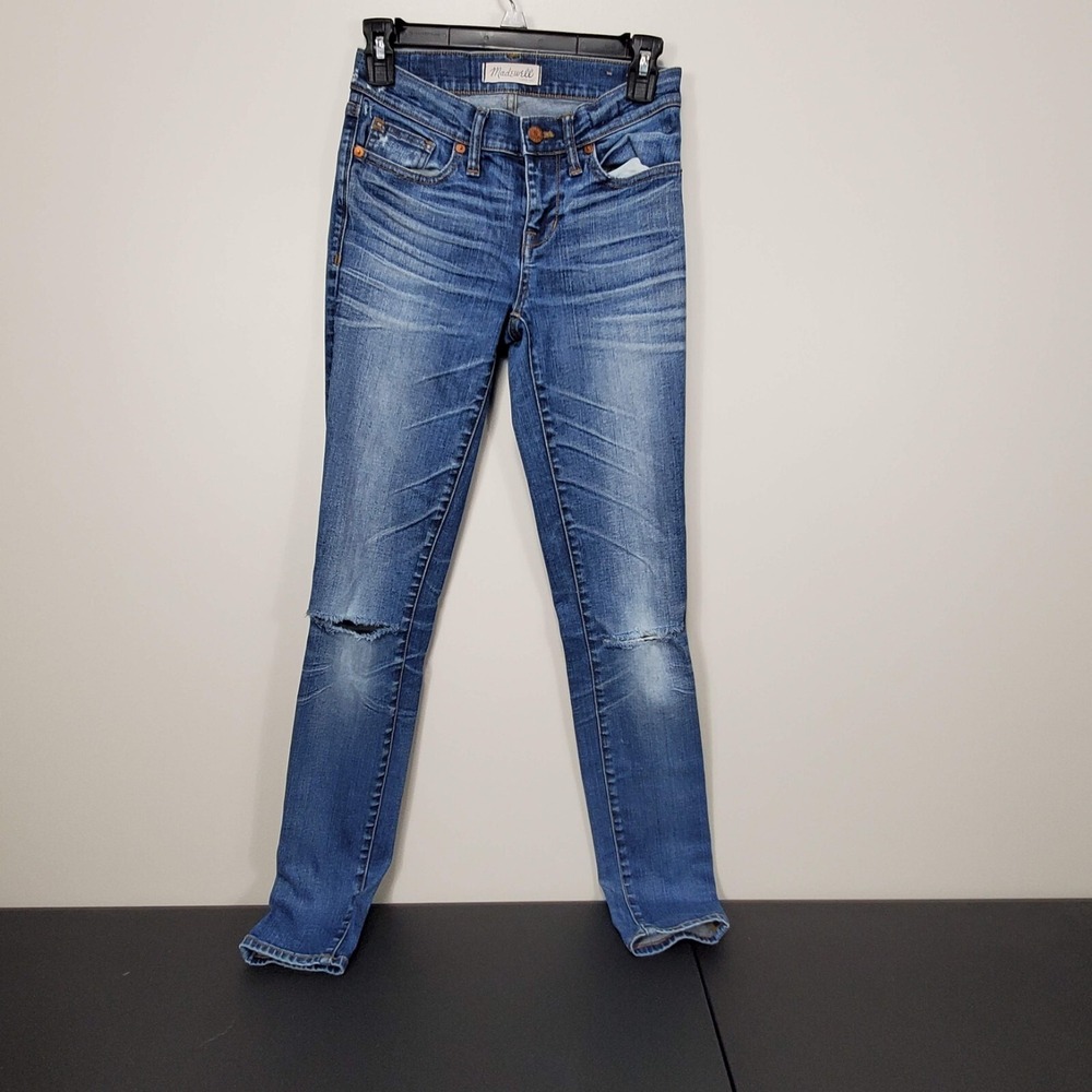 Madewell Skinny Skinny Jeans Size 25 Distressed Blue Denim Zip Fly